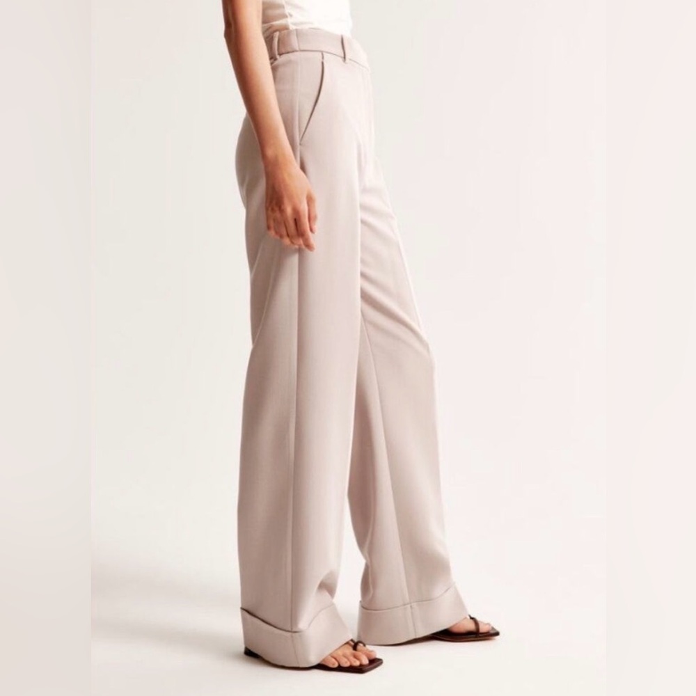Abercrombie & Fitch Curve Love Cuffed Hem Tailored Wide Leg Pant: SIZE 31 LONG - Picture 2 of 5